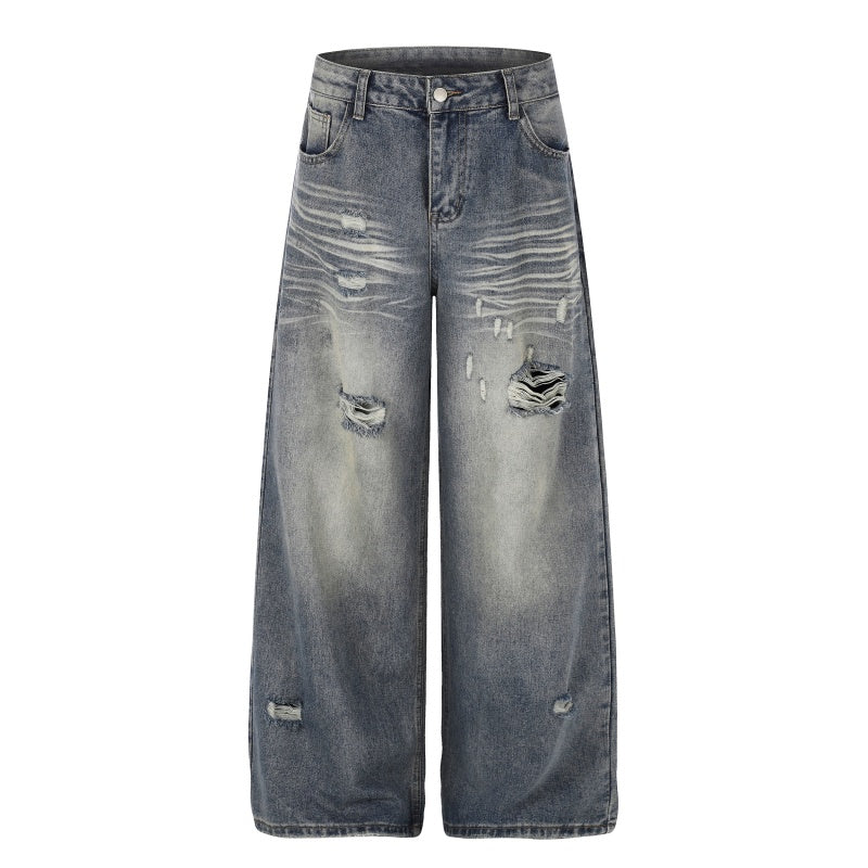 American-style streetwear harem pants Bottom Hem Distressed Baggy Apparel