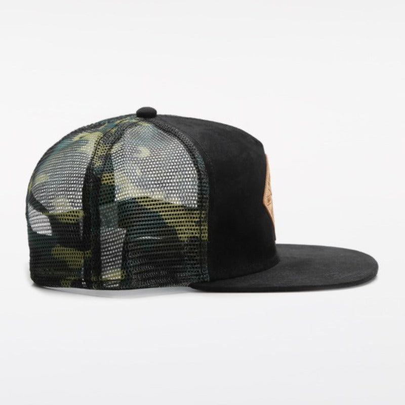 Trendy flat brimmed snapback hatshunting cap spring and summer camouflage mesh breathable