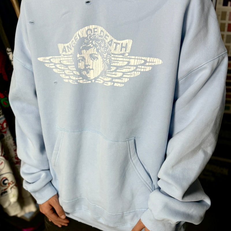 Unisex Vintage Hoodie Saint Michael Little Angel Exclusive American Vintage-Style Washed & Distressed Hoodie
