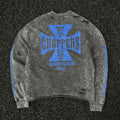 Unisex Vintage sweatshirt West Coast Biker Blue Cross Limited Edition Crewneck Sweatshirt â€?Heavyweight, Washed & Distressed Finish