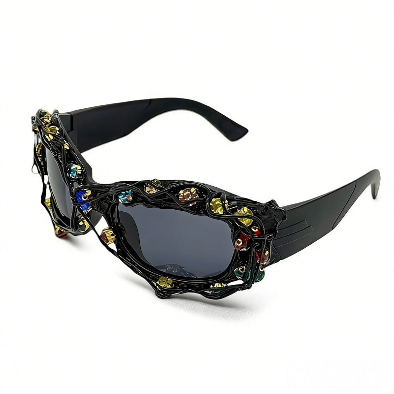 Trendy punk glasses vine rhinestone retro