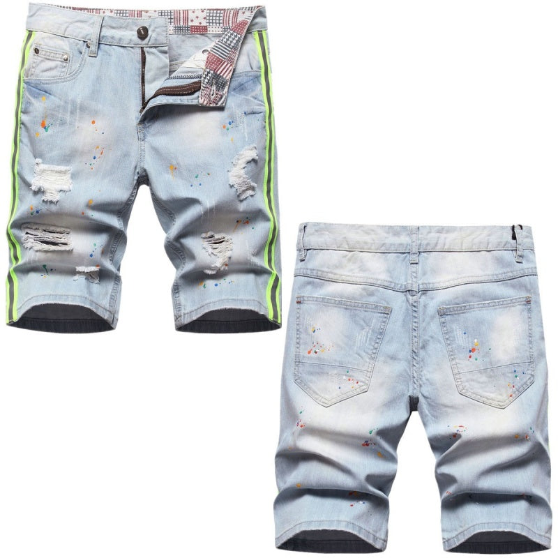 Denim shorts High-quality trendy casual pure cotton Non-stretch plus-size men's clothing
