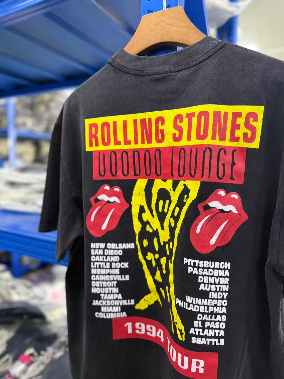 Vintage style washed summer wear T shirt Big red tongue 260G pure cotton high-quality streetwear