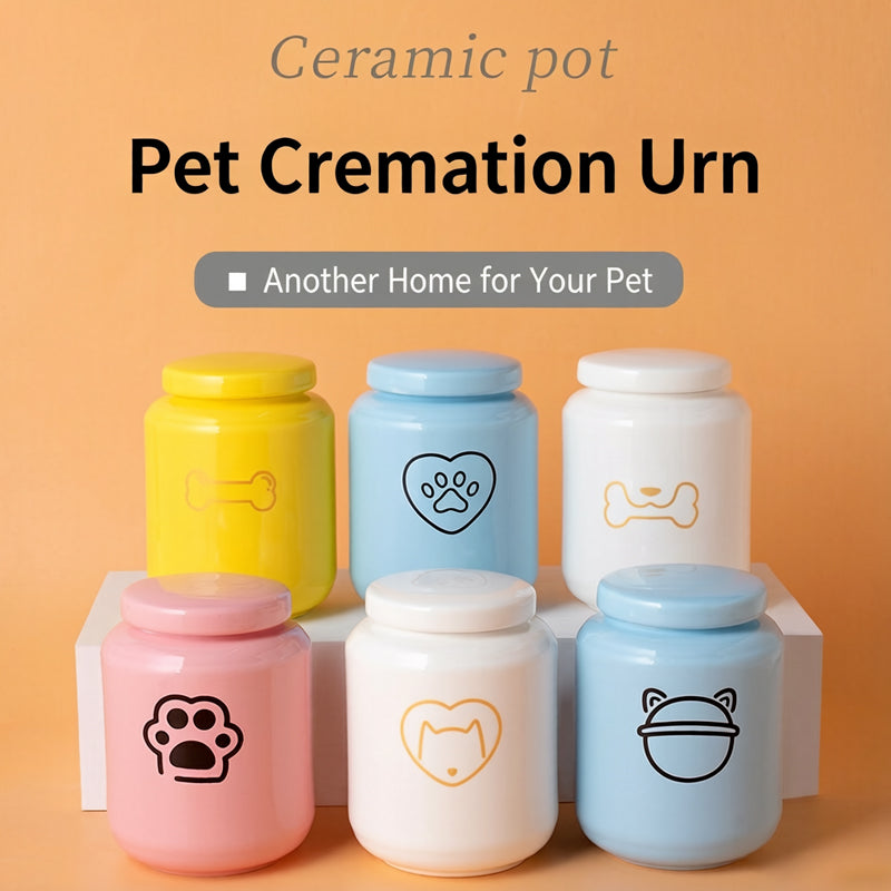 Pet Urn Dog Cat Ceramic Pet Memorial Jar Sealed with Lid Bone Jar Funeral Supplies