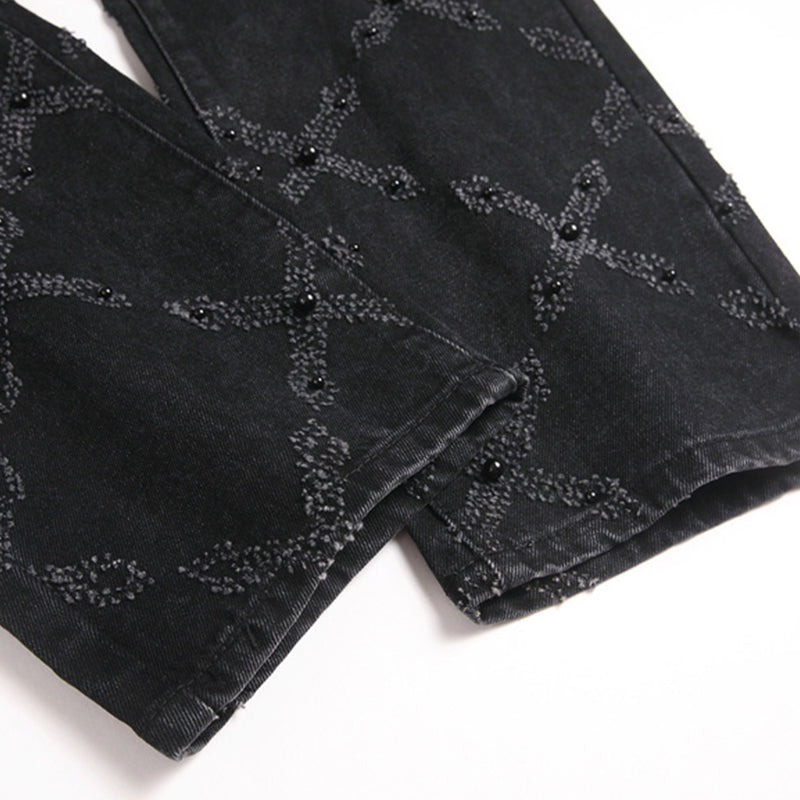 Mens Fashion Jeans Chain embroidery S8261# Pure cotton high quality