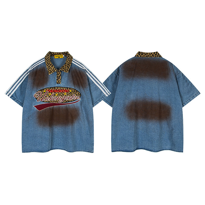 Unisex vintage T-shirt Polo shirt with a stand-up collar