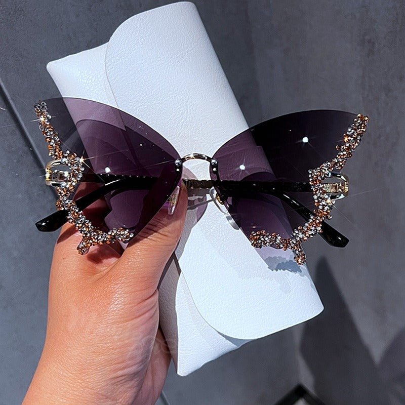 Trendy punk glasses with diamonds