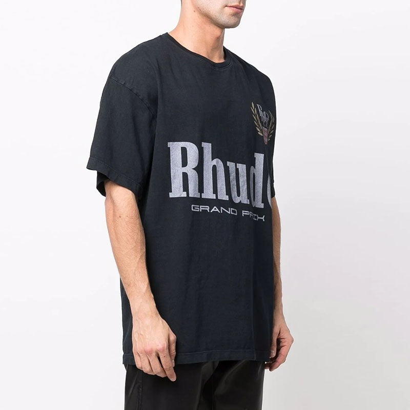 Mens T-shirt Vintage American-style RHUDE Trendy men's clothing with minimalist letter print