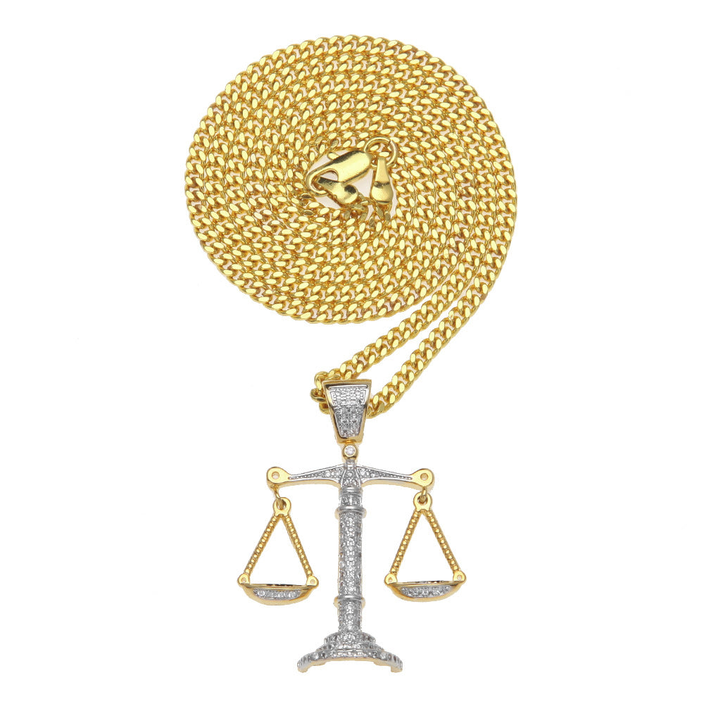Jewelry Two Tone Copper with Zircon Copper Pendant Balance Necklace Spectrum Royalty