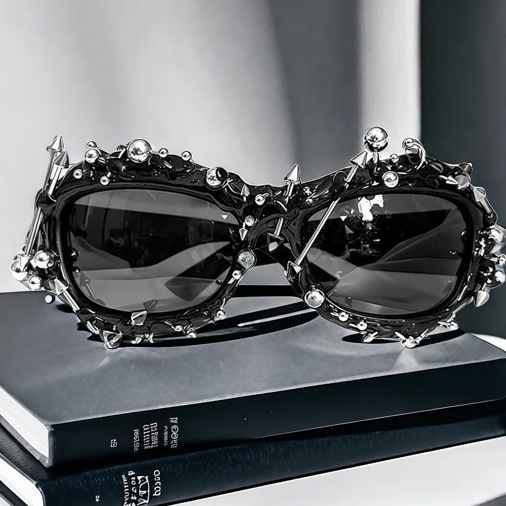 Trendy punk glasses dark uv protection