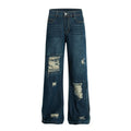 American-style streetwear harem pants Raw Fray Edges Whisker Fading Textured Weave