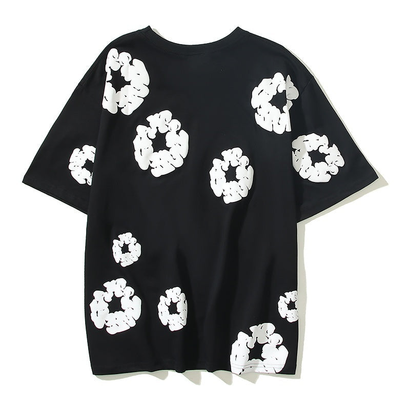 Denim Tears T Shirts Cotton All-Over Flower Wreath Graphic Oversized Tee