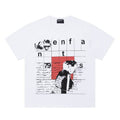 ERD T Shirts Line Grid Silhouette Handwritten Text Casual Top