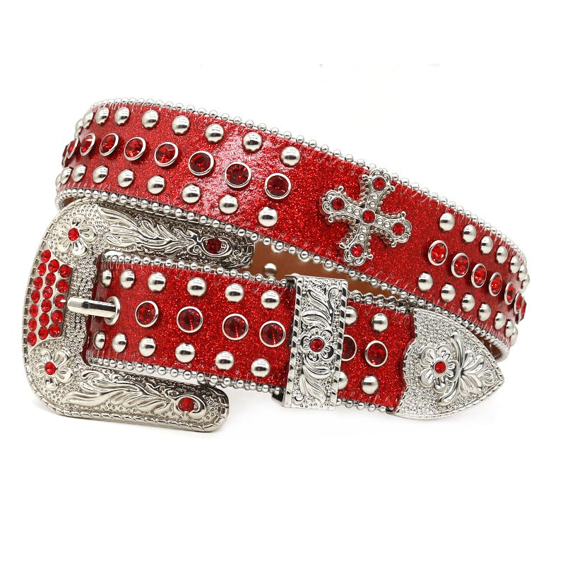 Hip-hop punk rhinestone belt full diamond fashionpunk
