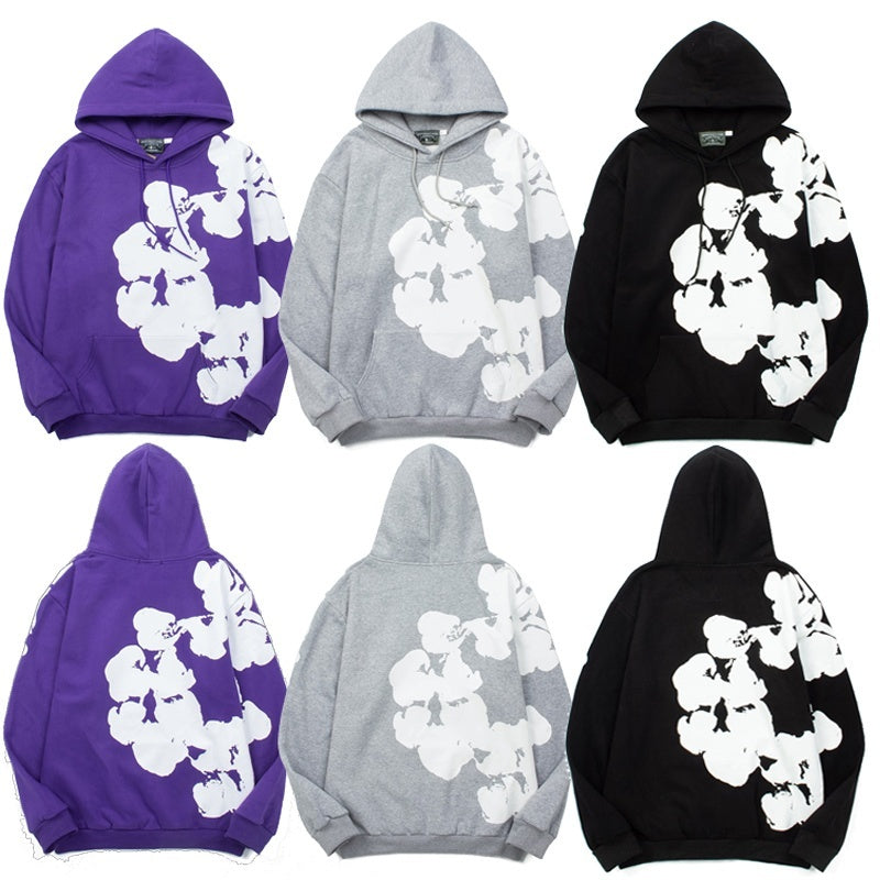 Denim Tears Hoodie Fleece Asymmetric Side Cotton Wreath Graphic Oversized Hooded