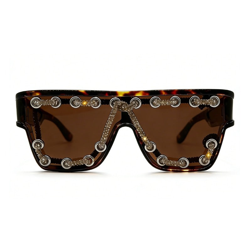 Trendy punk glasses sparkling diamond retro