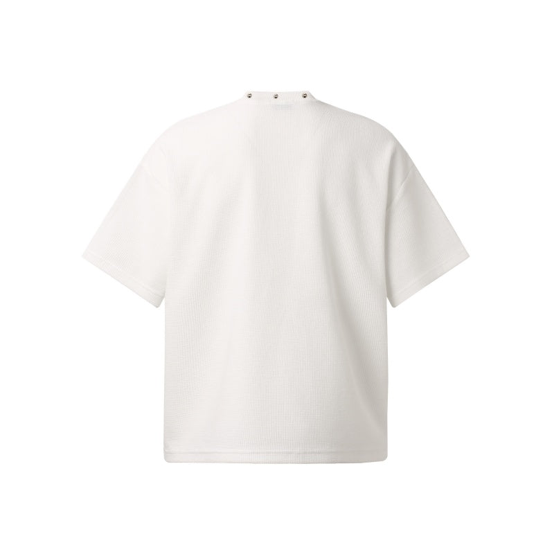 Unisex vintage T-shirt White ink direct-injection rivets
