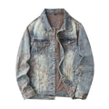 Denim Jacket & Jeans High-Street Trend Retro Casual Matching Botanical Graphic Trucker Jacket and Slim-Fit Pants Outfit(jacket and jeans must be purchased separately.)