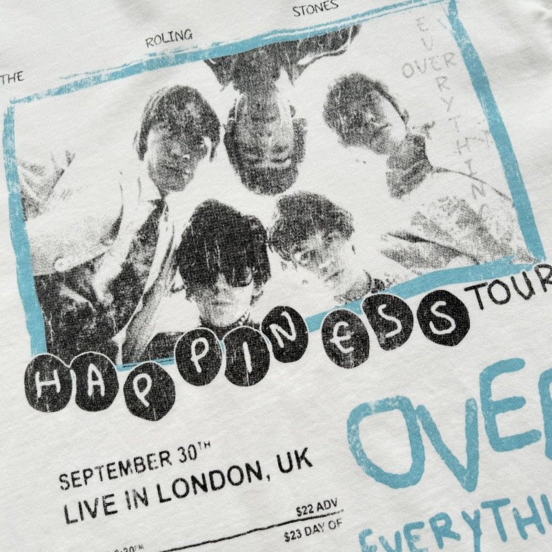 Unisex Vintage T Shirts Saint x The Rolling Stones Happiness Tour London Exclusive â€?Heavyweight 320g fabric (retaining its weight and quality after washing) featuring vintage single-stitch construction and blind-stitch detailing.