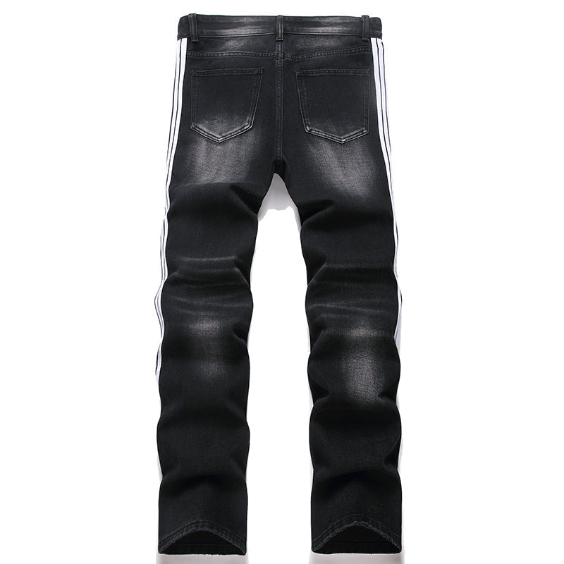 Mens Fashion Jeans White stripes 5725# Pure cotton high quality