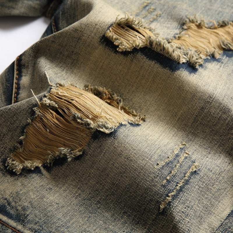 Denim shorts High-quality trendy casual pure cotton Non-stretch plus-size men's clothing