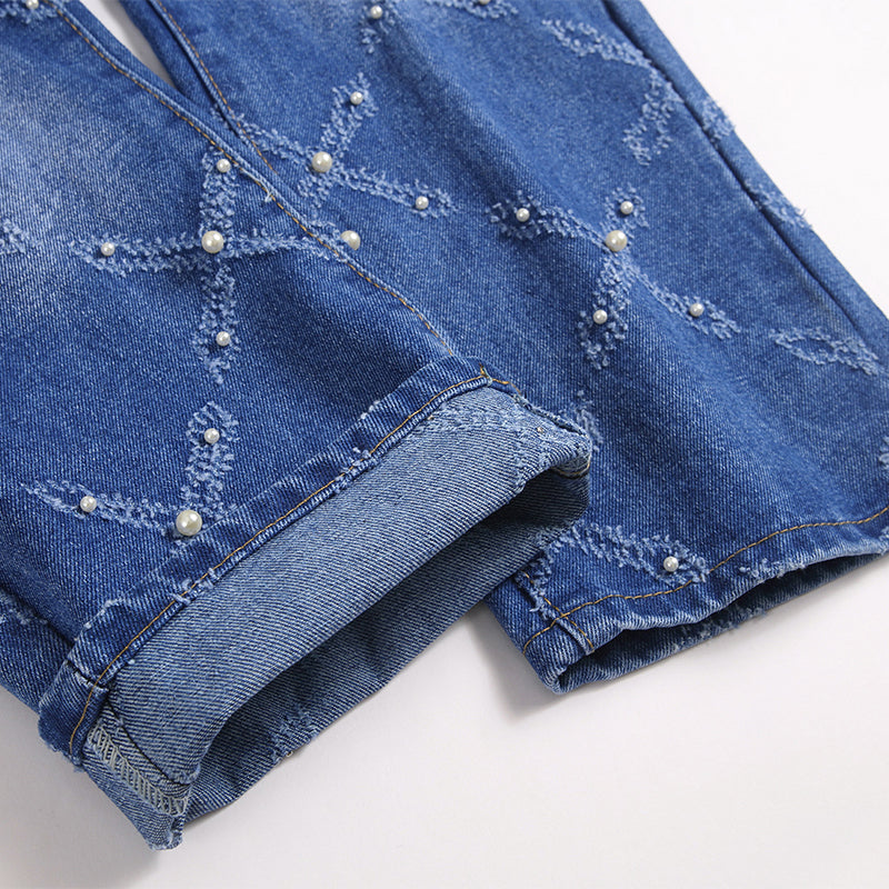Mens Fashion Jeans Chain embroidery S8261# Pure cotton high quality