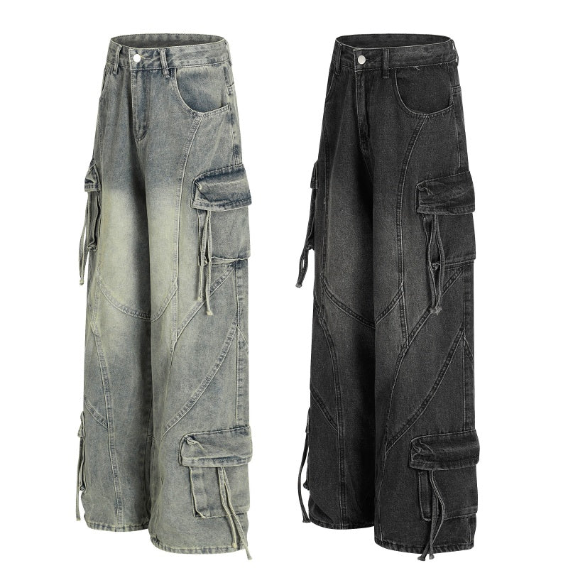 American-style streetwear harem pants Heavy Distressed Sanded Aged Retro Craft