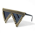 Trendy punk glasses metal chain triangle