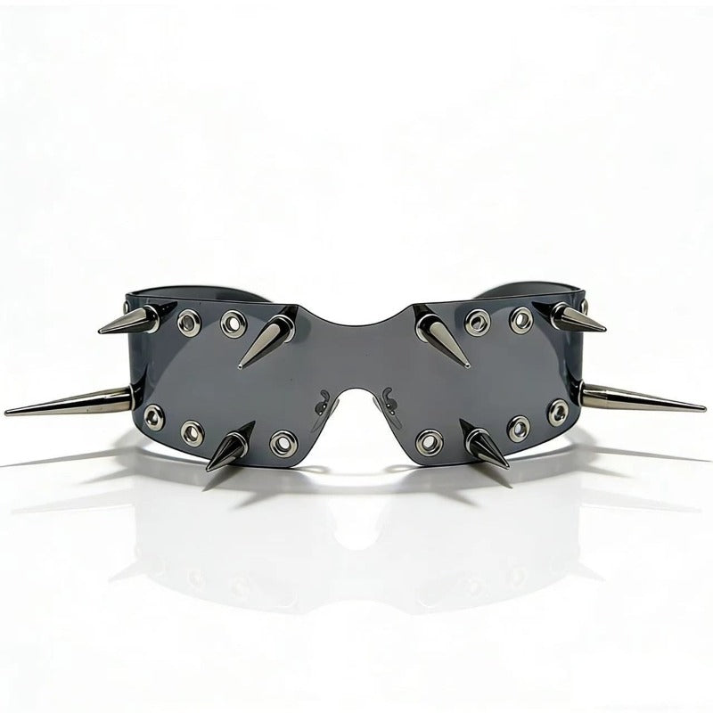Trendy punk glasses spike all-in-one frameless
