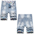 Denim shorts High-quality trendy Distressed with holes casual pure cotton Non-stretch plus-size men's clothing