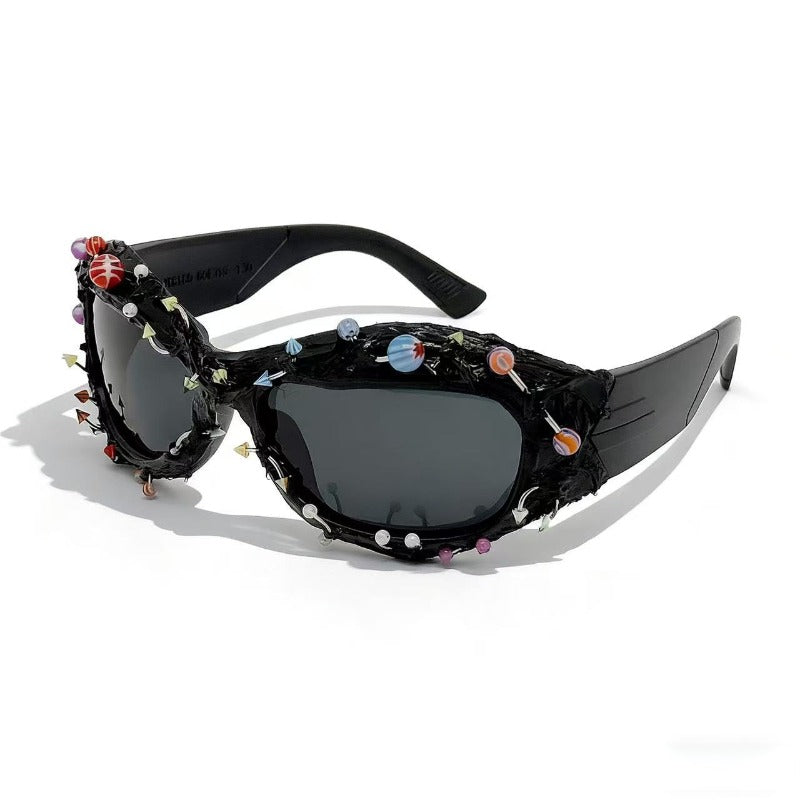 Trendy punk glasses colorful nails weird