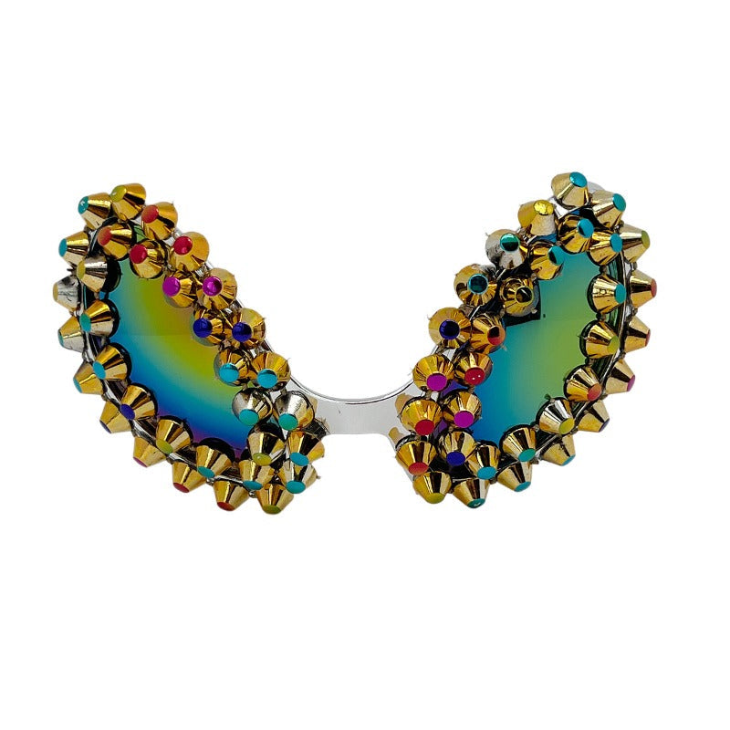 Trendy punk glasses rivet alien funny