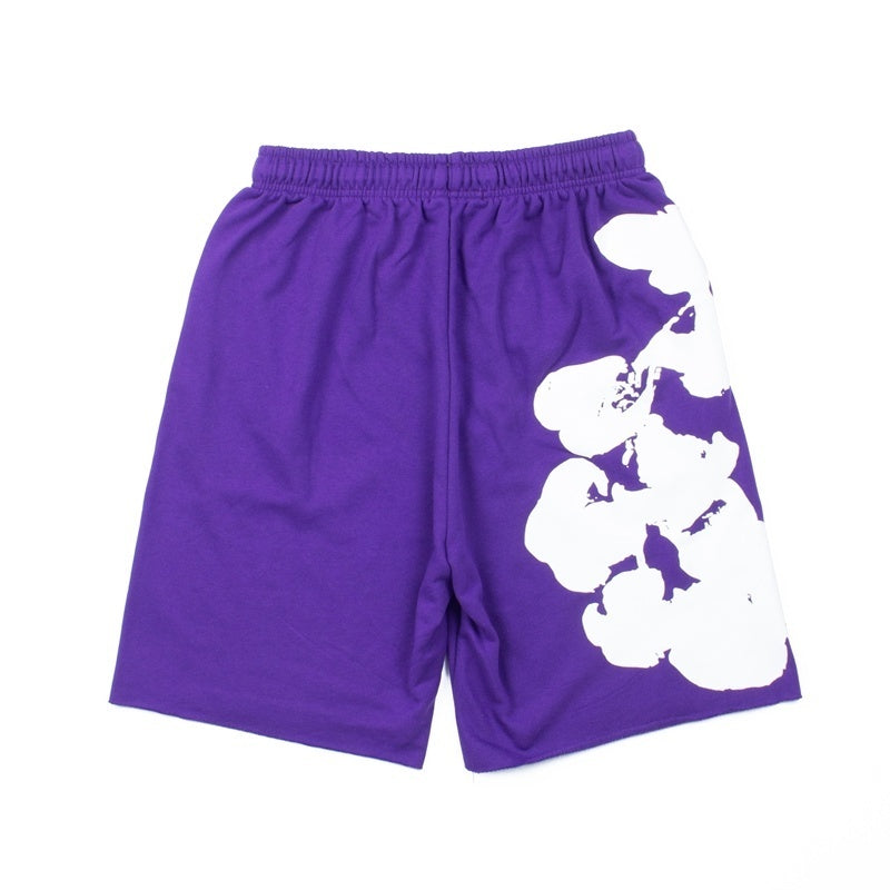 Denim Tears Shorts Cotton Asymmetric Side Cotton Wreath Graphic Oversized Drawstring