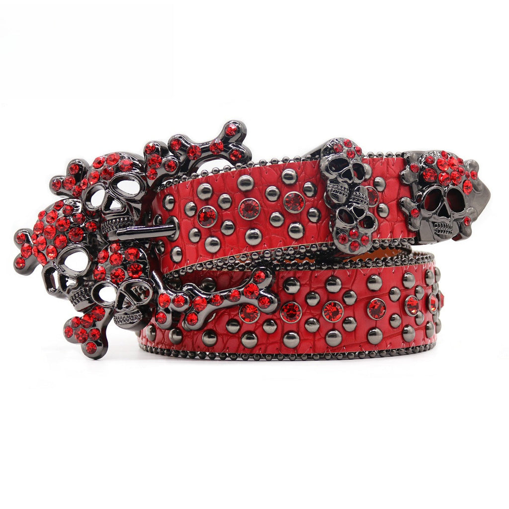 Hip-hop punk rhinestone belt y2k skull accessories