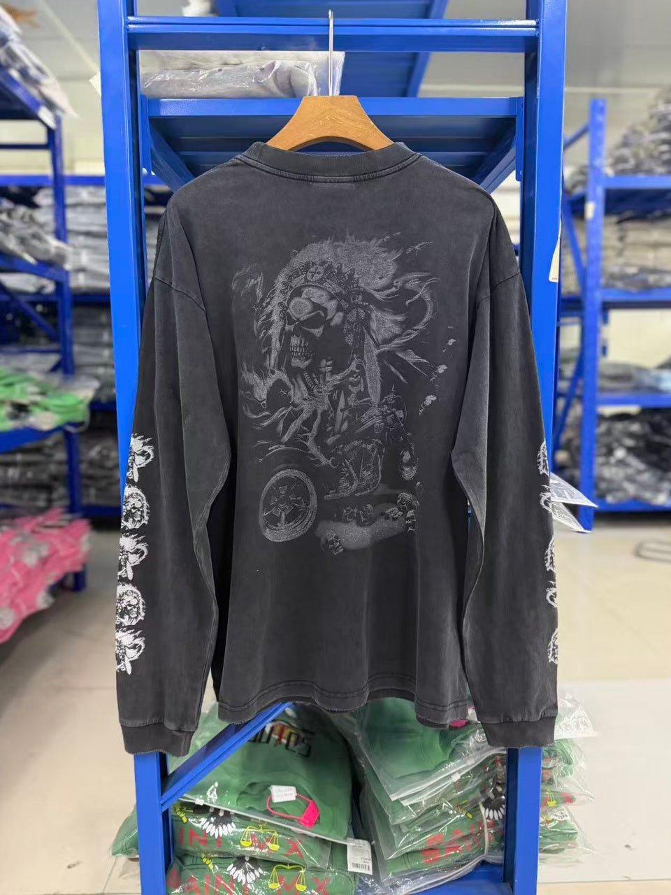 Vintage style washed summer wear Long-sleeved shirt 260G pure cotton high-quality streetwear