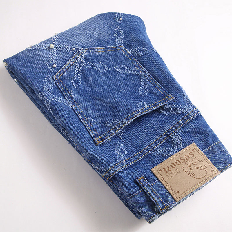 Mens Fashion Jeans Chain embroidery S8261# Pure cotton high quality