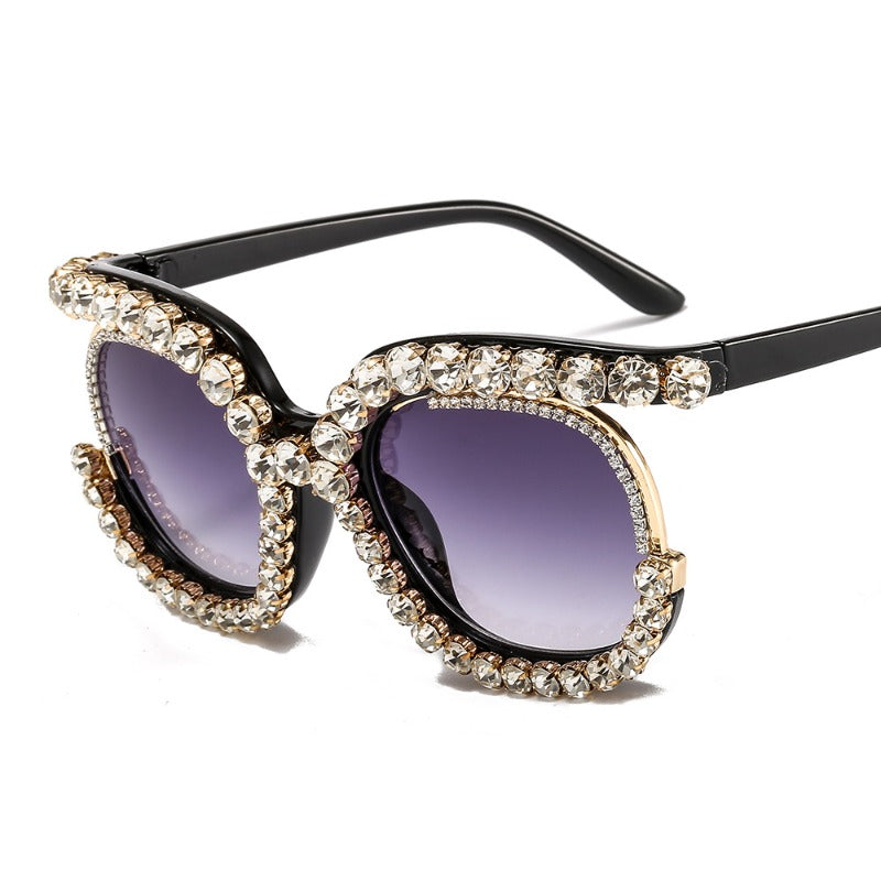 Trendy punk glasses diamond sunglasses