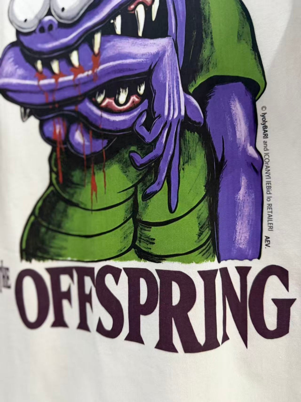 Vintage style washed summer wear T shirt Purple monster 260G pure cotton high-quality streetwear