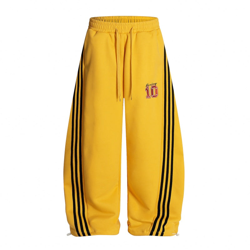American-style streetwear harem pants Number 10 Embroidered Badge Elastic Drawstring Waist