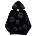 Denim Tears Hoodie Y2K All Black Cotton Wreath Floral Puff Printed Oversized Hoodie