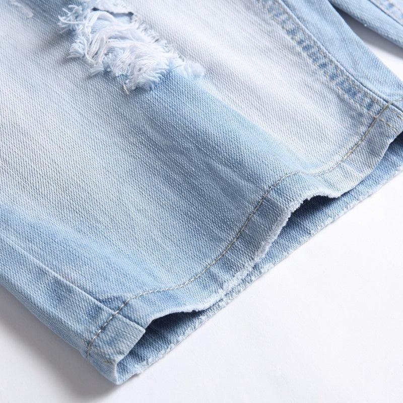 Denim shorts High-quality trendy casual pure cotton Non-stretch plus-size men's clothing
