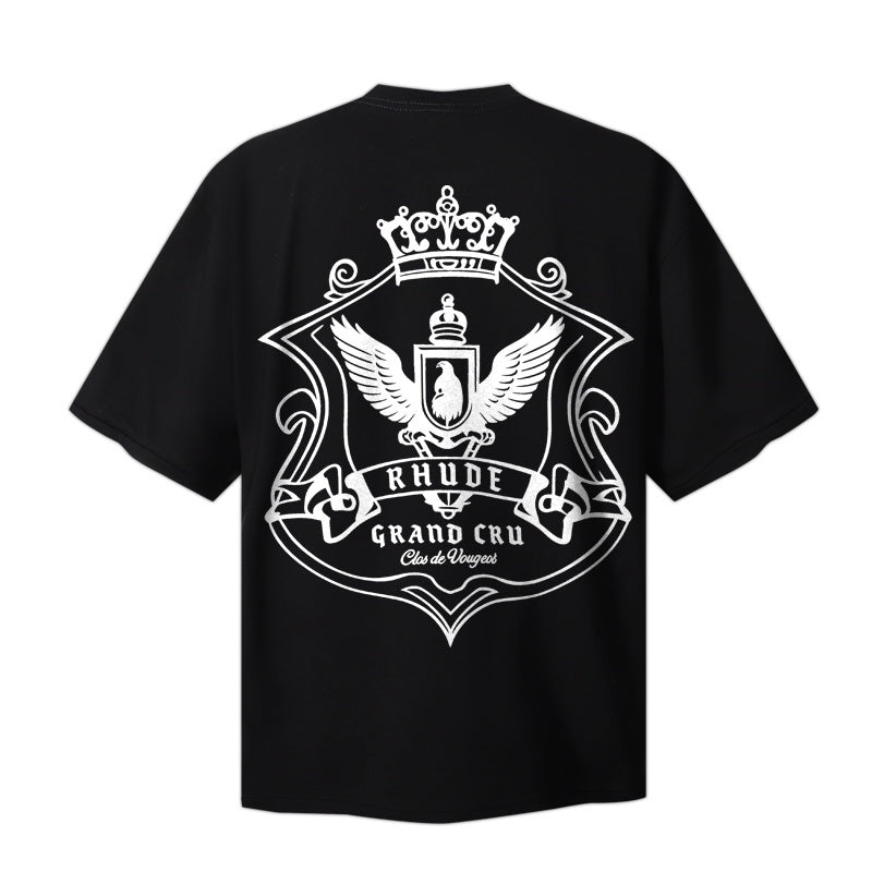 RHUDE T Shirts Understated Monochrome Crest Chest Detail