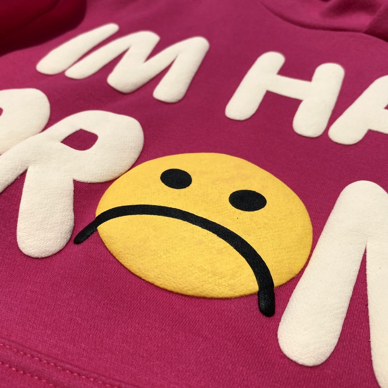 Unisex Vintage Hoodie  CPFM CHO â€?Charcoal Grey & Rose Pink â€?Puff Print & Fleece-Lined