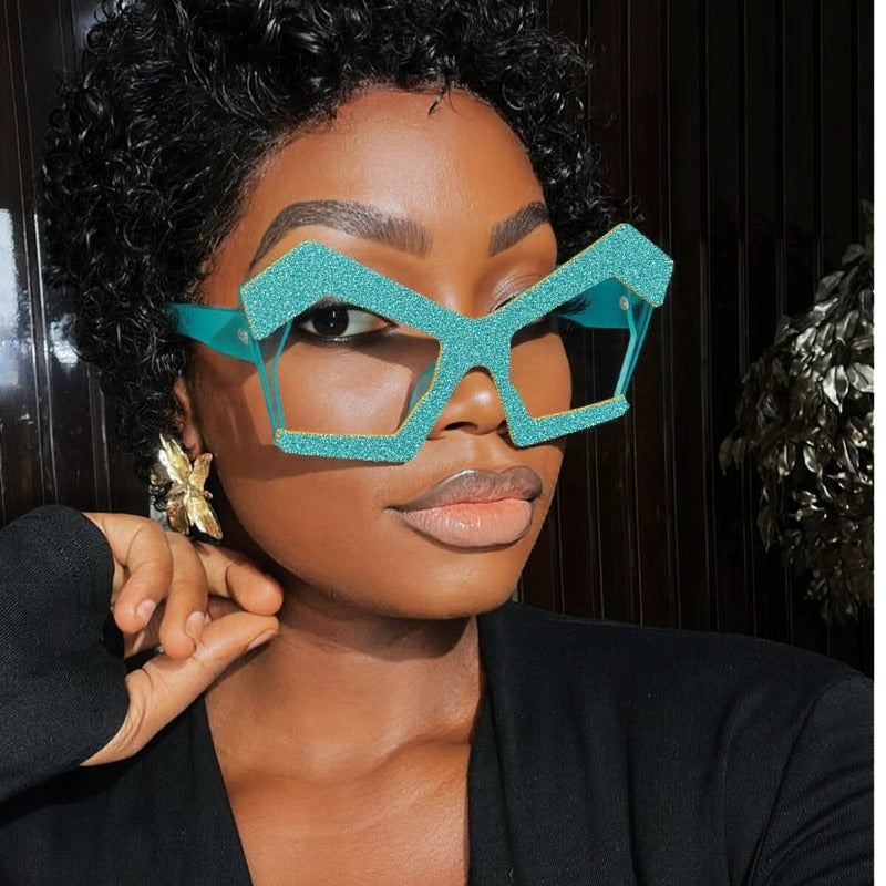 Trendy punk glasses anti blue light polygon