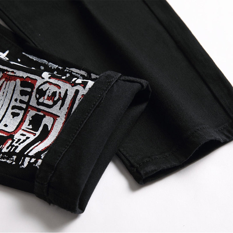 Mens Fashion Jeans Street graffiti style 5601# 5608# Pure cotton high quality