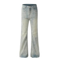 American-style streetwear harem pants Distressed Washed Butterfly Decor Wide Bootcut Trousers