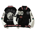 American-style baseball jacket Leather Sleeve S-Logo Graphic Oversized Embroidered Thickened Baseball Jacket â€?Embracing the Vibe Aesthetic