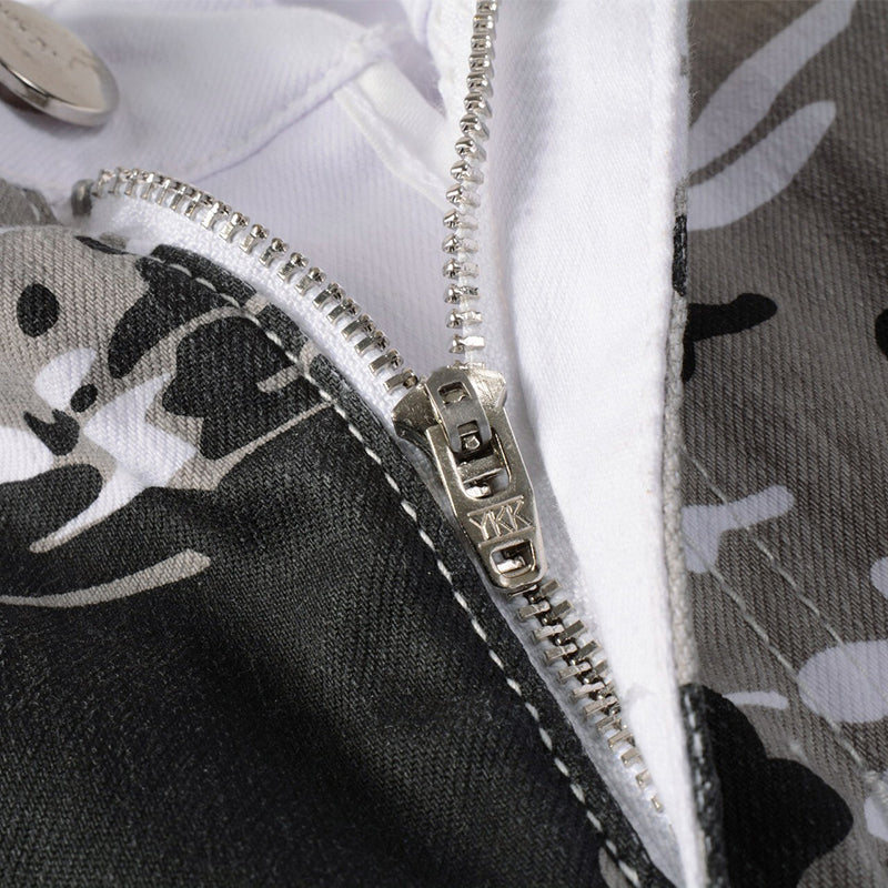 Mens Fashion Jeans White camouflage 5602# Pure cotton high quality