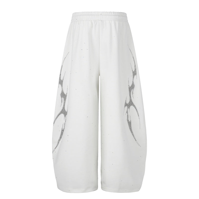 American-style streetwear harem pants Oversized Side Print Y2K Outfit