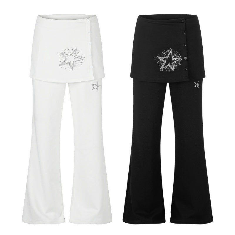 American-style streetwear harem pants Star Print Skirt Overlay Flared Garment